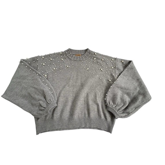 POL Pearl Embellished Full Sleeve Knit Sweater Sz L Pullover Comfy Boho - Picture 4 of 10